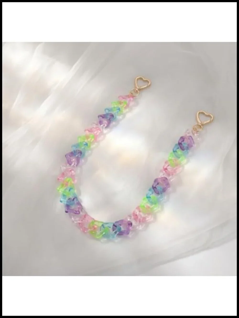 Acrylic Purse Chain Strap with Heart Bag Charm Detachable Extender